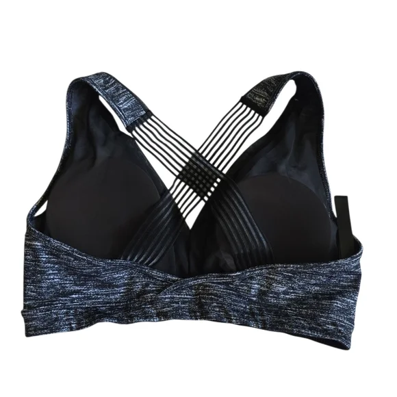 Victoria's Secret Black Cross-Back Sports Bra with Striped Straps - Picture 3 of 5
